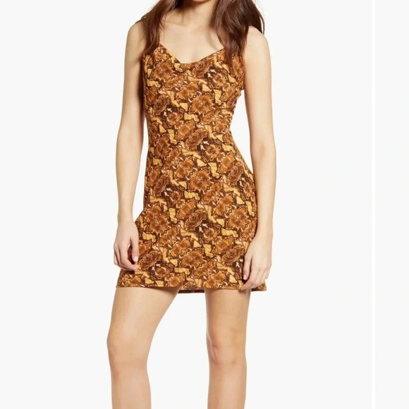 Python Print Cowl Neck Mini Dress - Picture 1 of 3